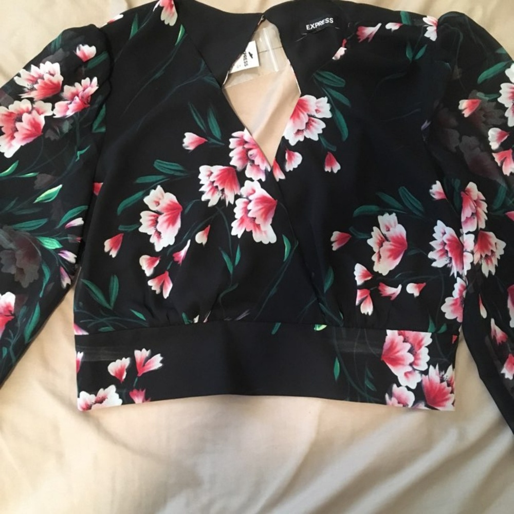 Dressy Express silk backless longsleeve top